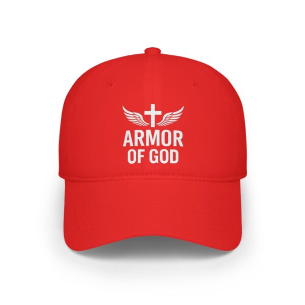 Red Armor of God Low Profile Baseball Cap - Faith-Inspired Hat