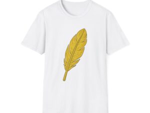Golden Feather Unisex T-Shirt, Casual Graphic Tee, Nature Lover Gift, Summer Wear, Eco-Friendly Fashion