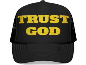 Embroidered Foam Trucker Hat - Trust God, Christian Gifts, Inspirational Headwear, Faith-Based Accessory, Outdoor Fashion