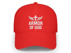 Red Armor of God Low Profile Baseball Cap - Faith-Inspired Hat